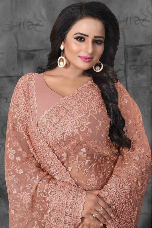 Pink Net Designer Saree NCSD10910488