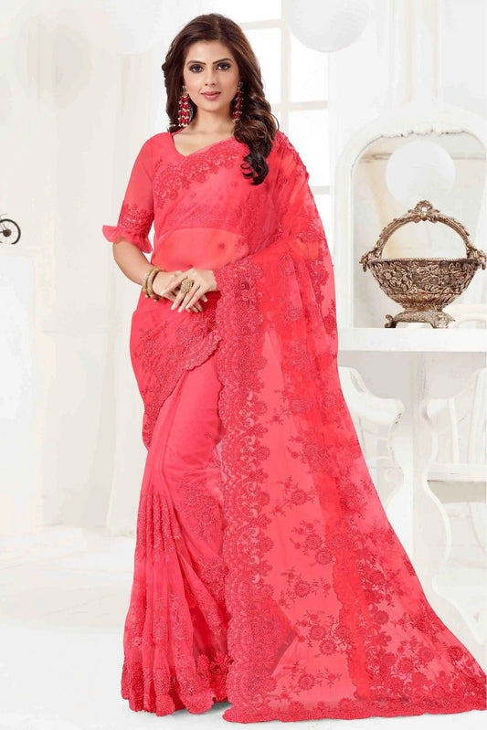 Pink Net Designer Saree NCSD10910499