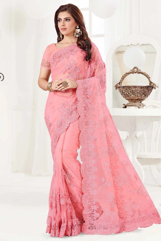 Pink Net Designer Saree NCSD10910502