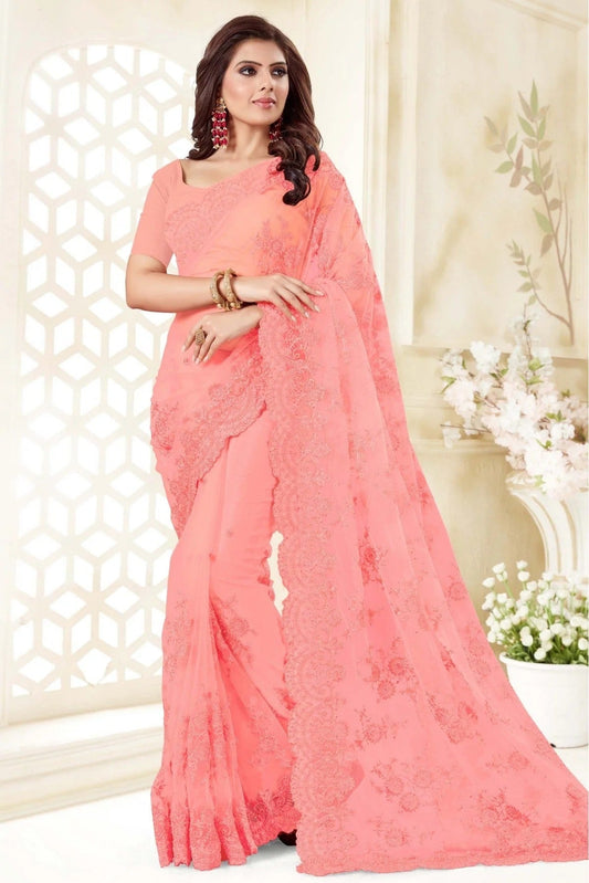 Pink Net Designer Saree NCSD10910505