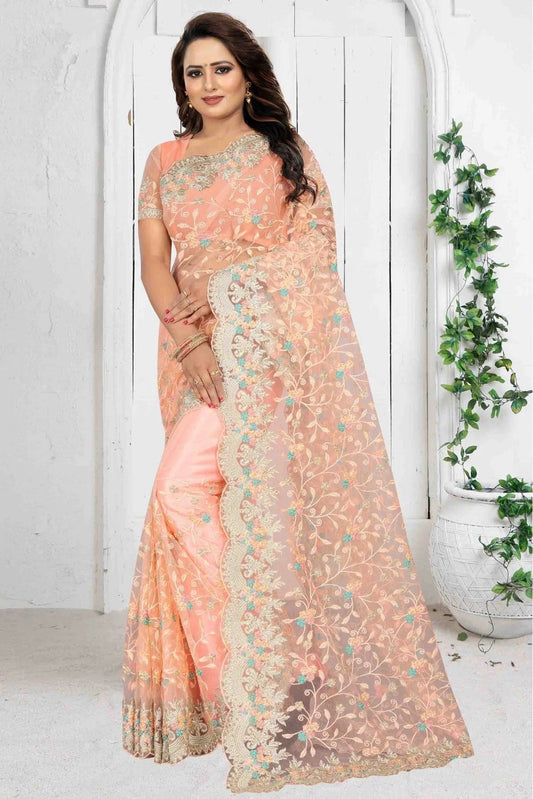 Pink Net Designer Saree NCSD10910519