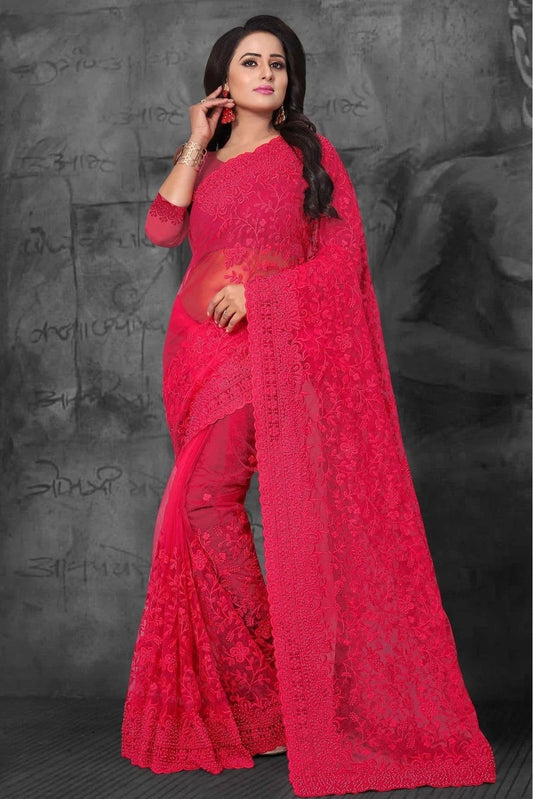 Pink Net Designer Saree NCSD10910650