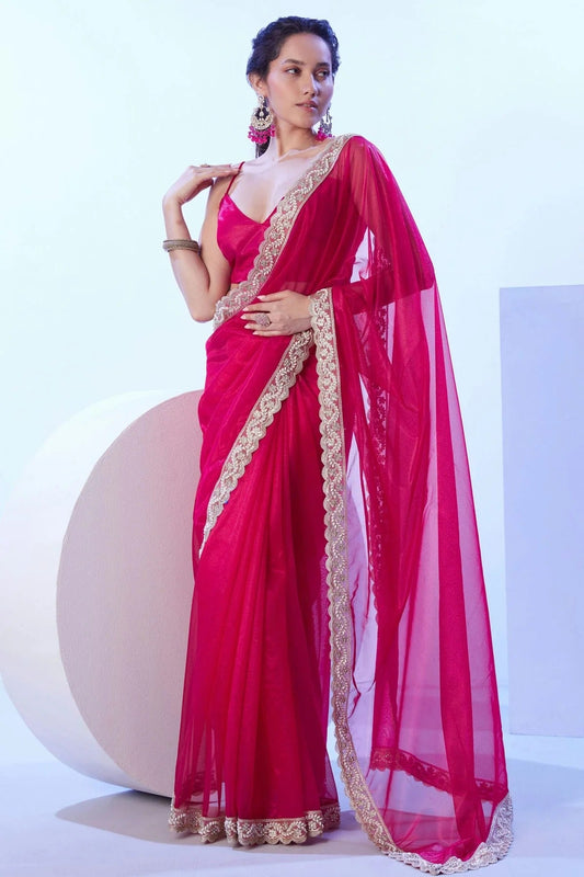 Pink Net Designer Saree NCSD11111166