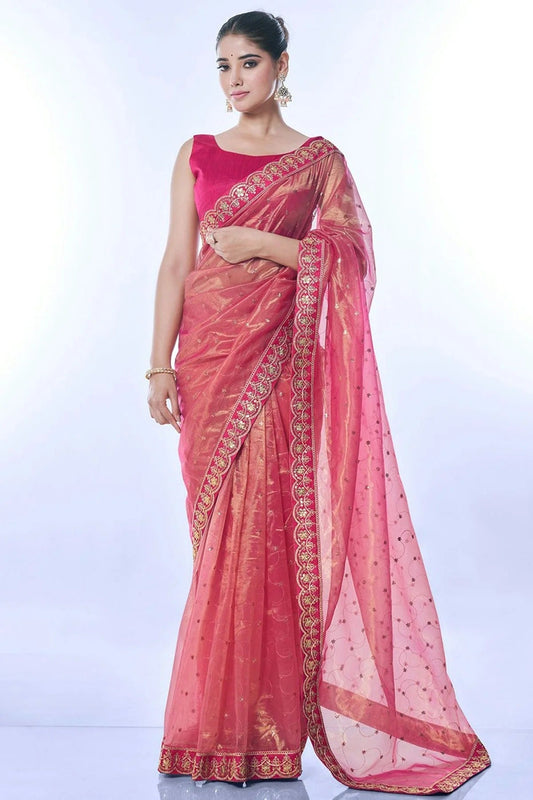 Pink Net Designer Saree NCSD11111810