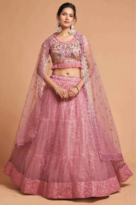 Pink Net Lehenga Choli NCLC10110355
