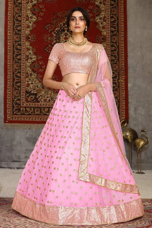Pink Net Sequence Lehenga Choli NCLC11510138