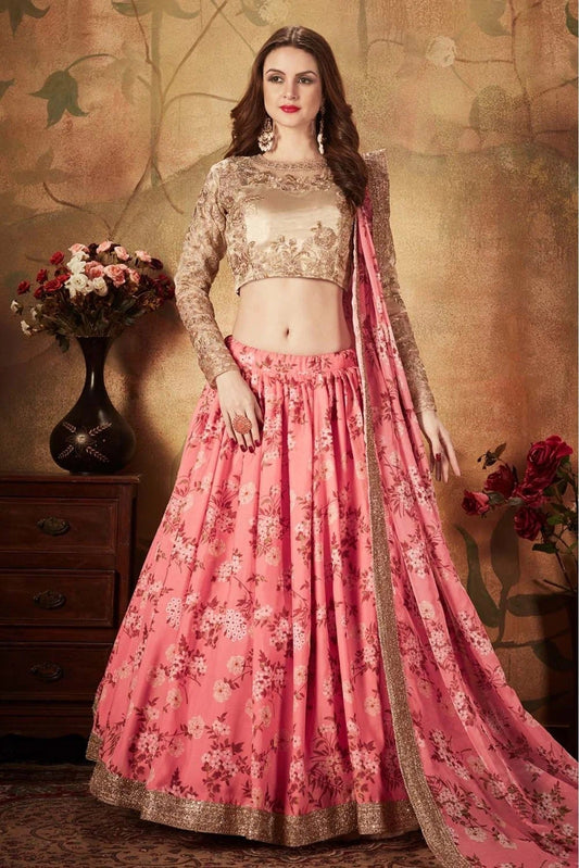 Pink Organza Lehenga Choli NCLC10110316