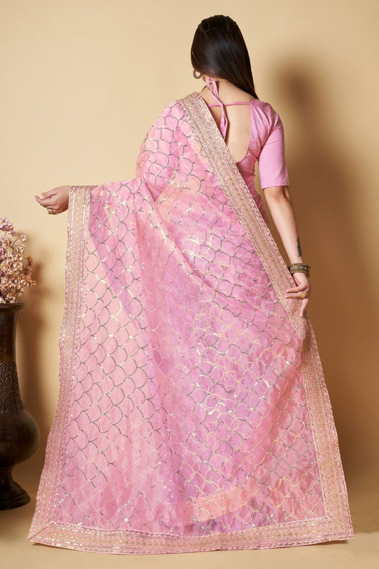 Pink Organza Saree NCSD11112469