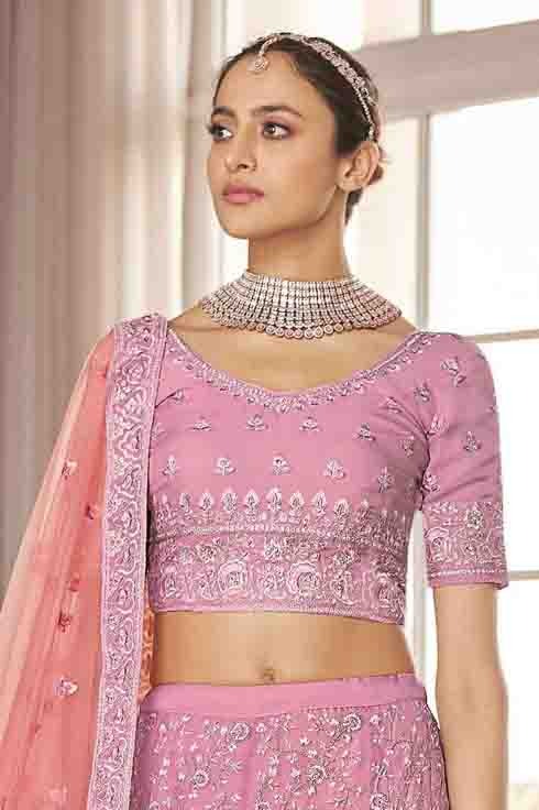 Pink Organza Thread Lehenga Choli NCLC10810438