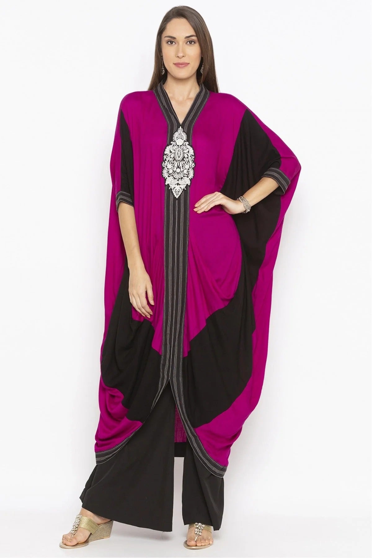 Pink Plus Size Cotton Embroidery Kurta Set NCKR10710259