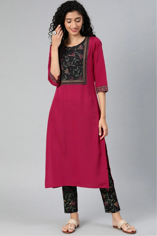 Pink Plus Size Crepe Kurti NCKR10610169