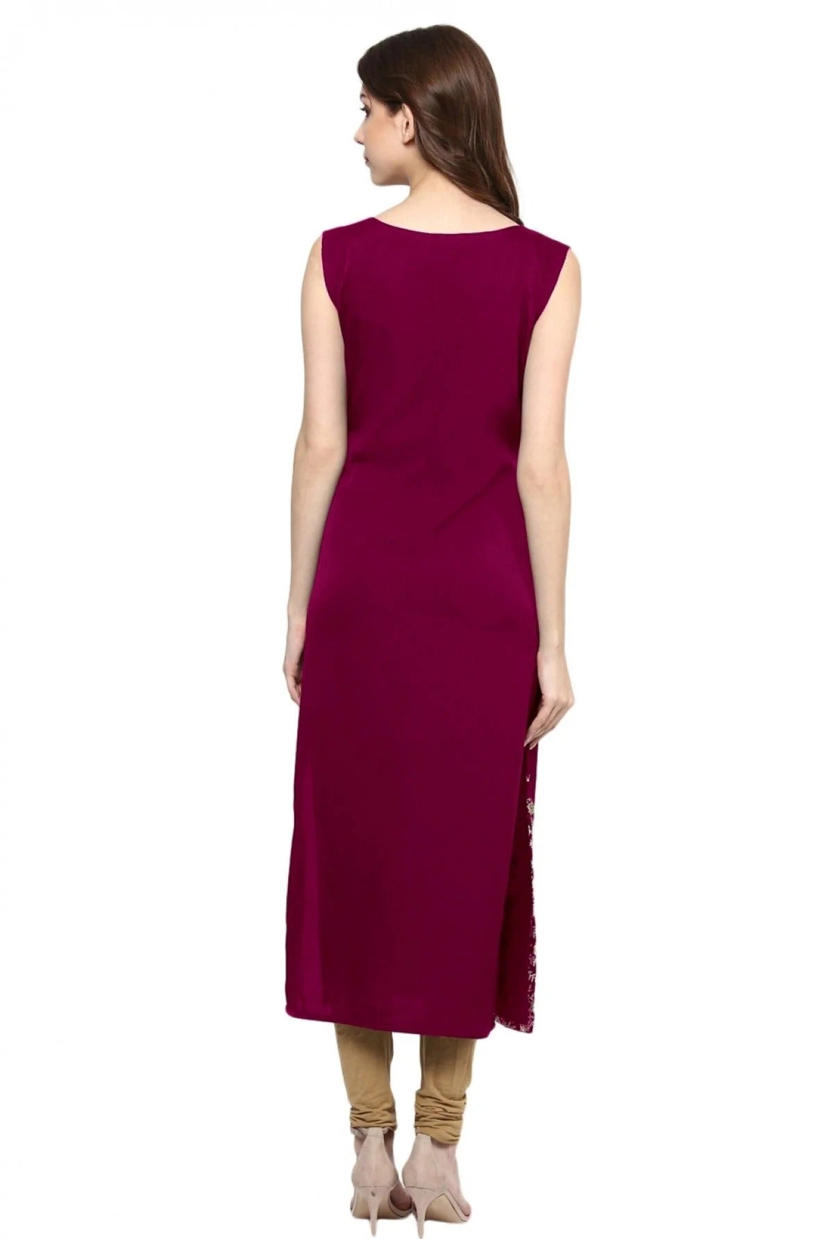 Pink Plus Size Crepe Straight Kurti NCKR10610172