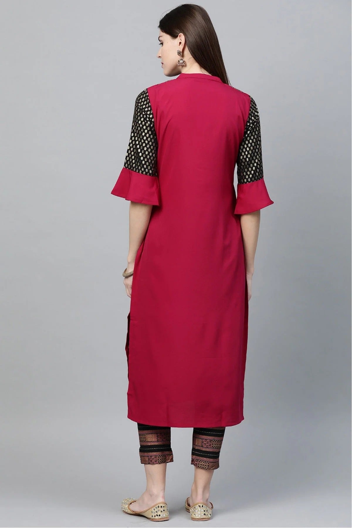 Pink Plus Size Crepe Straight Kurti NCKR10610187