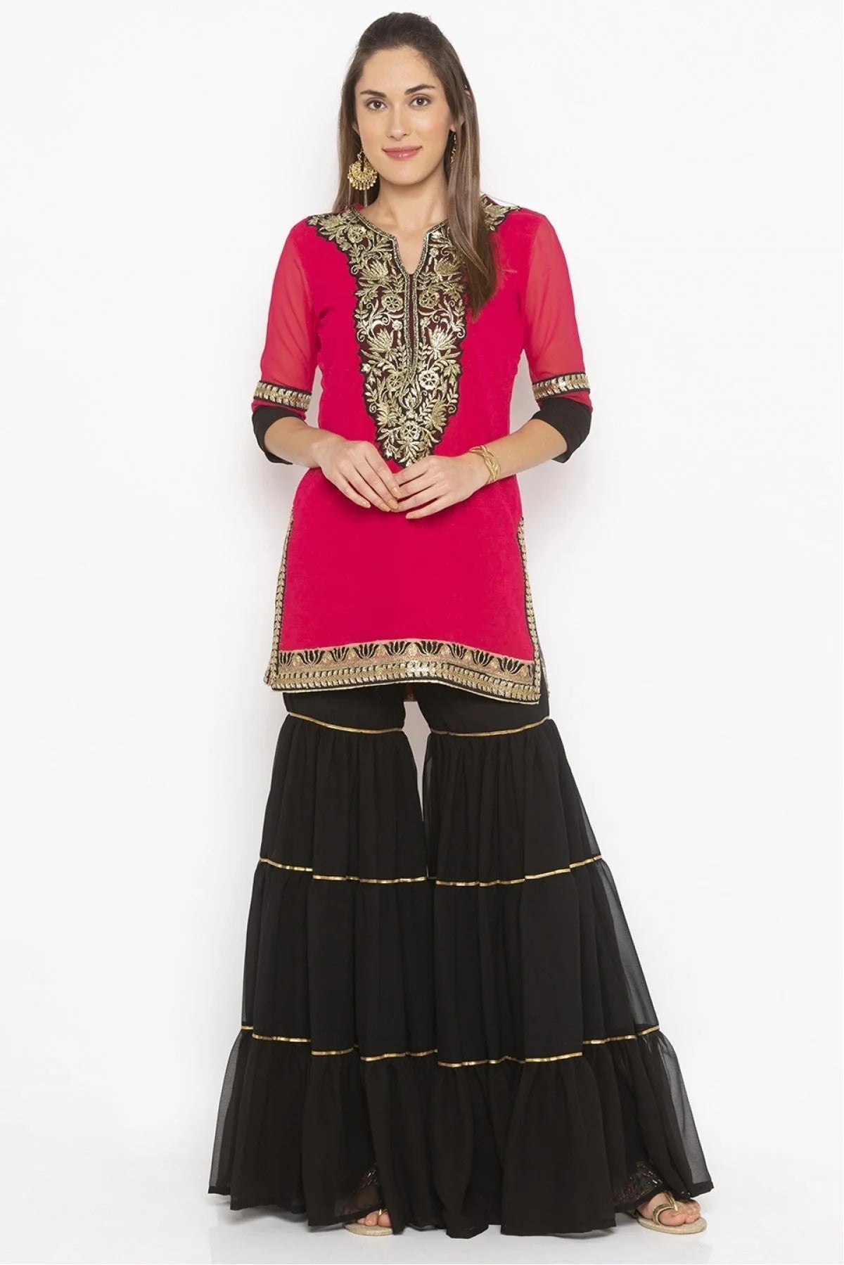 Pink Plus Size Georgette Embroidery Kurta Set NCKR10710274