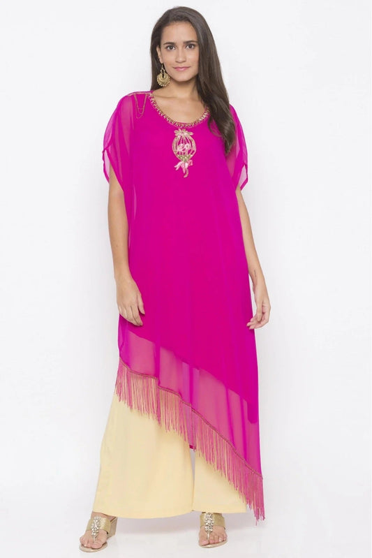 Pink Plus Size Georgette Embroidery Kurta Set NCKR10710459