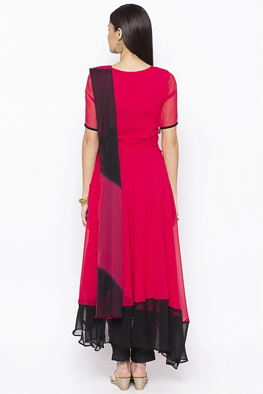 Pink Plus Size Georgette Embroidery Pant Style Suit NCSS10710618