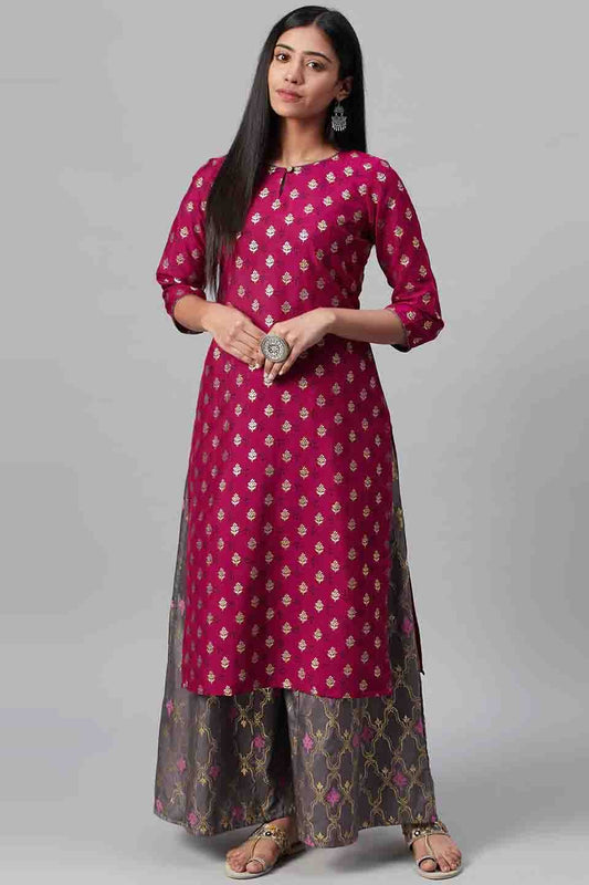 Pink Plus Size Poly Silk Party Wear KurtiSet NCKR10610119