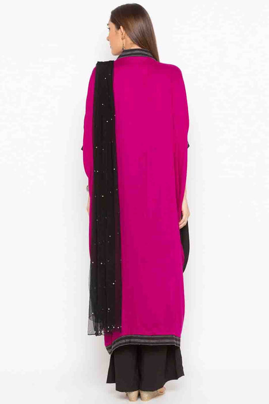 Pink Plus Size Stitched Cotton Embroidery Palazzo Pant Suit NCSS10710541