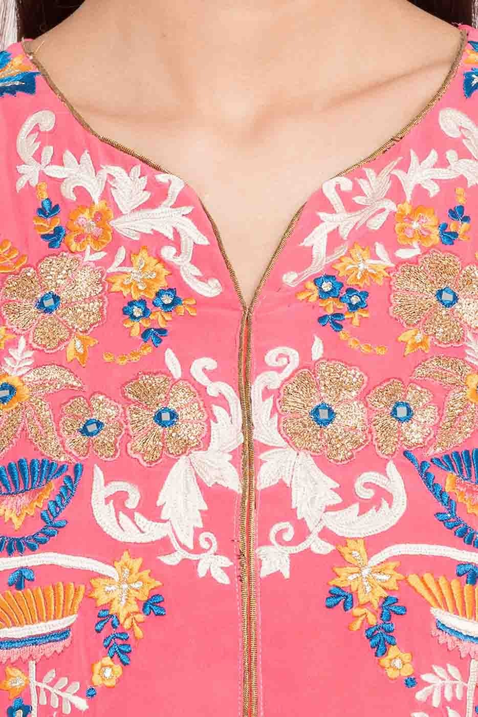 Pink Plus Size Stitched Faux Georgette Embroidery Churidar Suit NCSS10710500