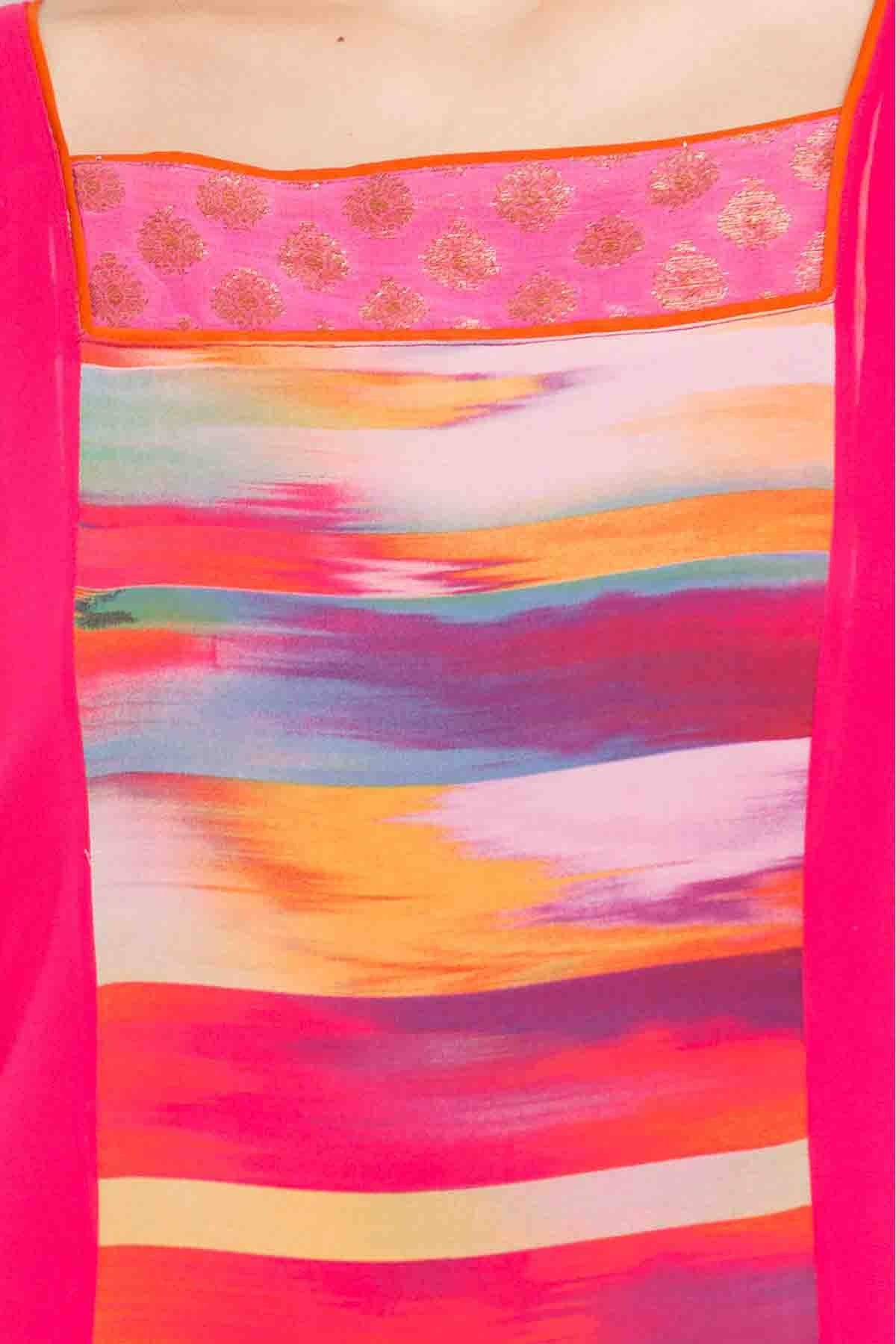 Pink Plus Size Stitched Faux Georgette Palazzo Pant Suit NCSS10710482