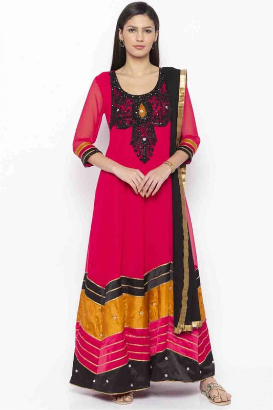 Pink Plus Size Stitched Georgette Embroidery Anarkali Suit NCSS10710516