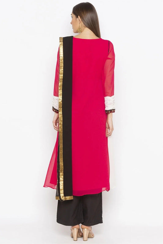 Pink Plus Size Stitched Georgette Embroidery Palazzo Pant Suit NCSS10710569