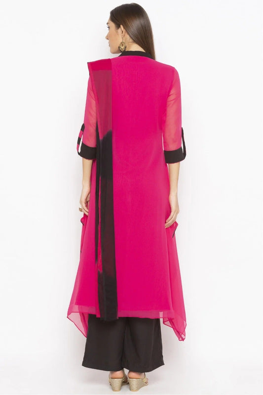 Pink Plus Size Stitched Georgette Embroidery Palazzo Pant Suit NCSS10710584