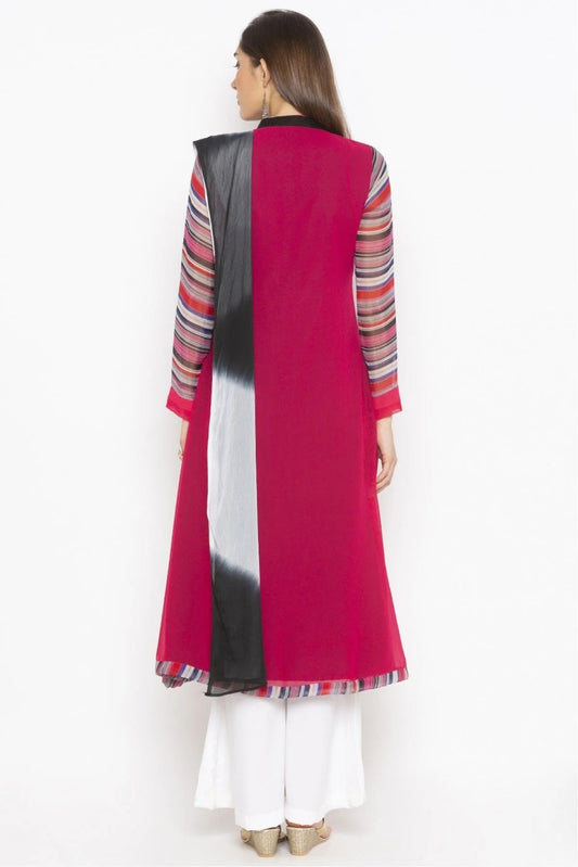 Pink Plus Size Stitched Georgette Embroidery Palazzo Pant Suit NCSS10710605