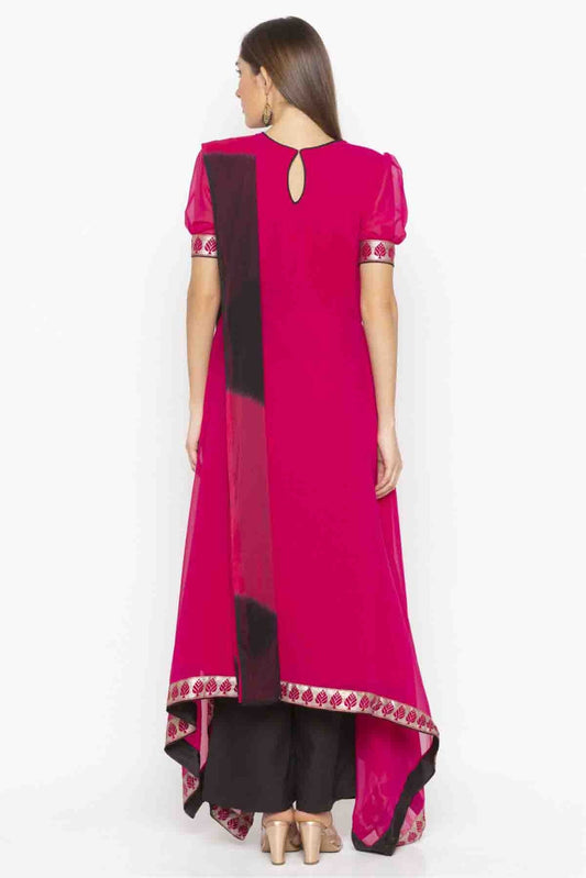 Pink Plus Size Stitched Georgette Embroidery Palazzo Pant Suit NCSS10710609