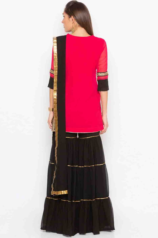 Pink Plus Size Stitched Georgette Embroidery Sharara Suit NCSS10710530-10