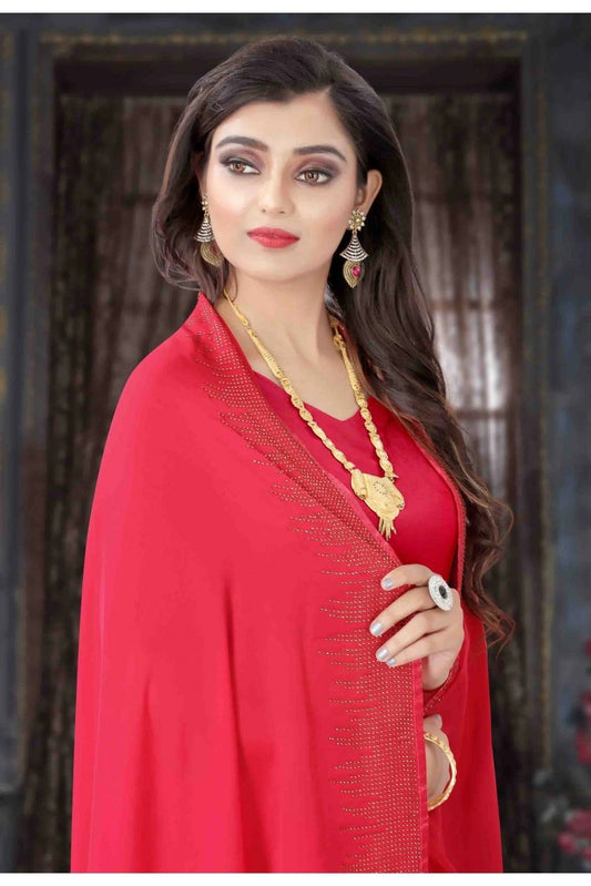 Pink Pure Satin Designer Saree NCSD11210748