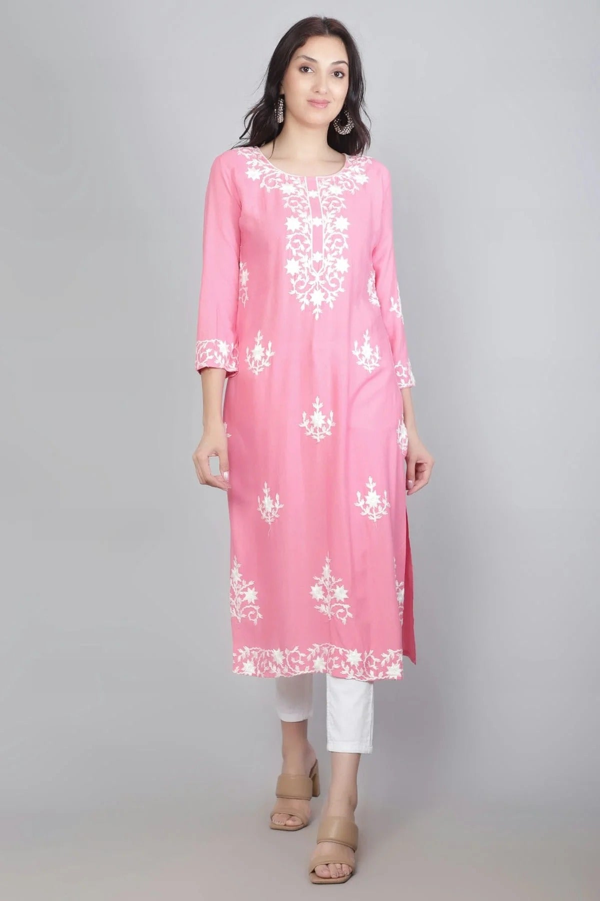 Pink Rayon Kurti NCKR11112127