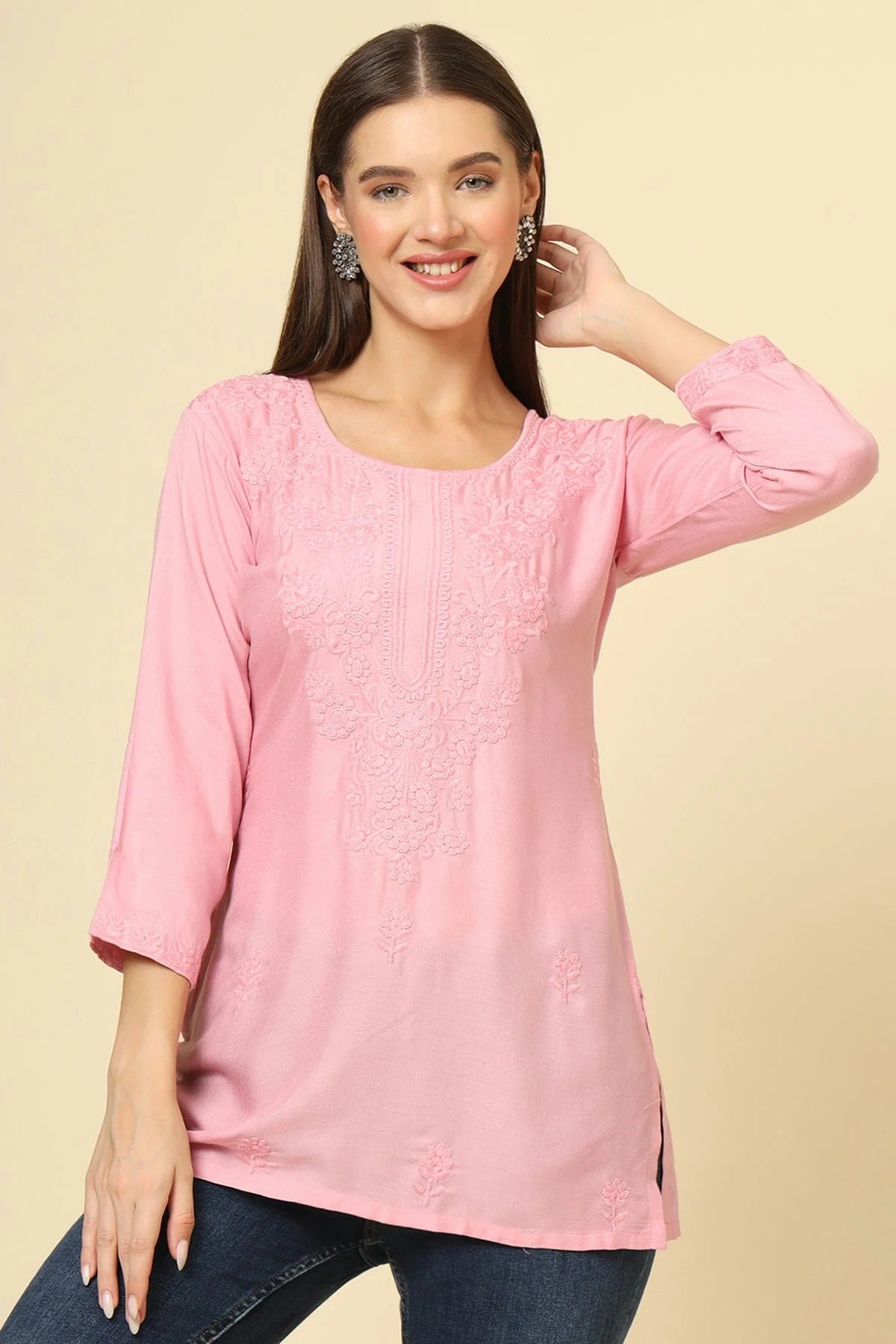 Pink Rayon Readymade Top NCTP11112243