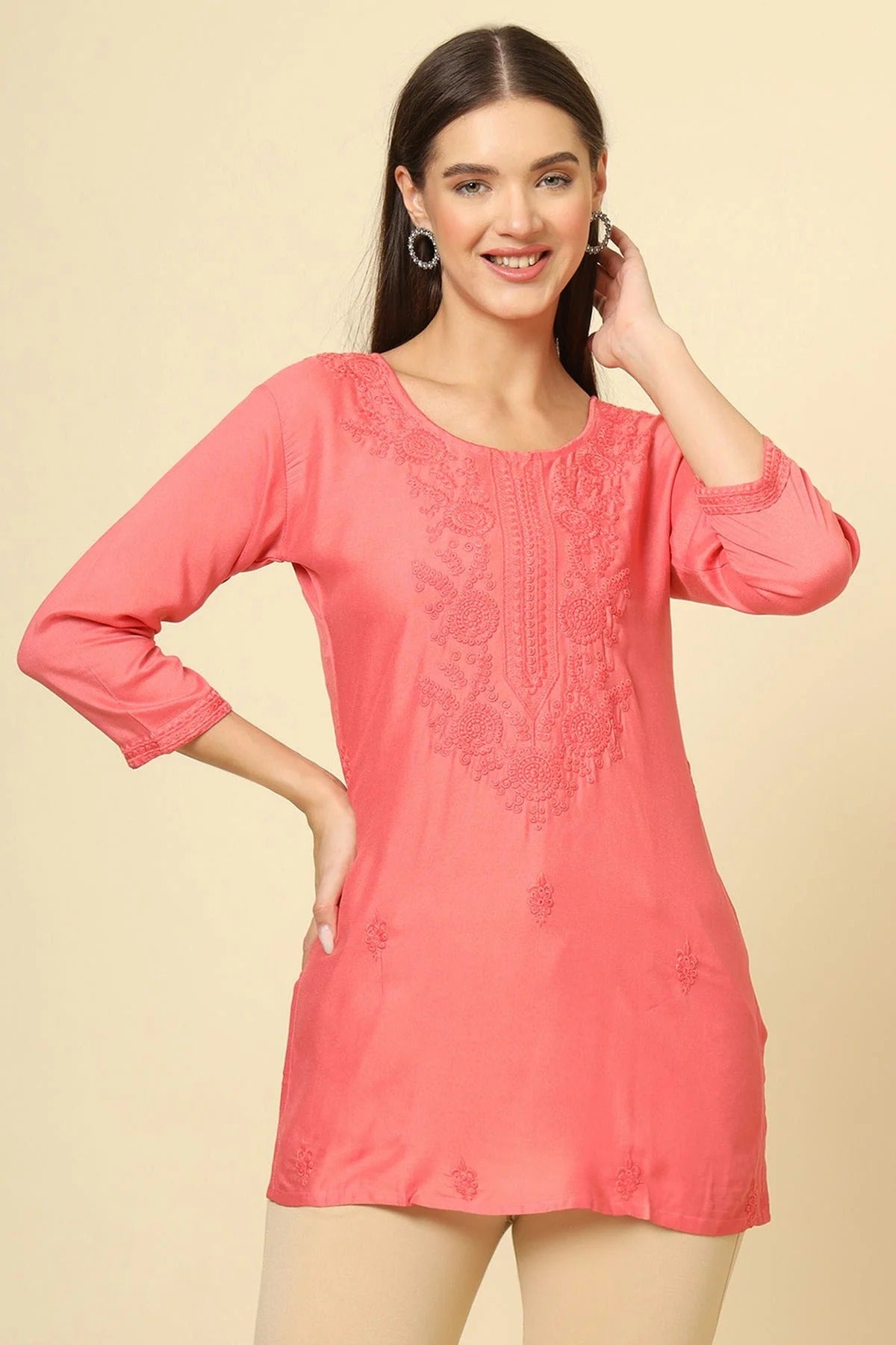 Pink Rayon Readymade Top NCTP11112248