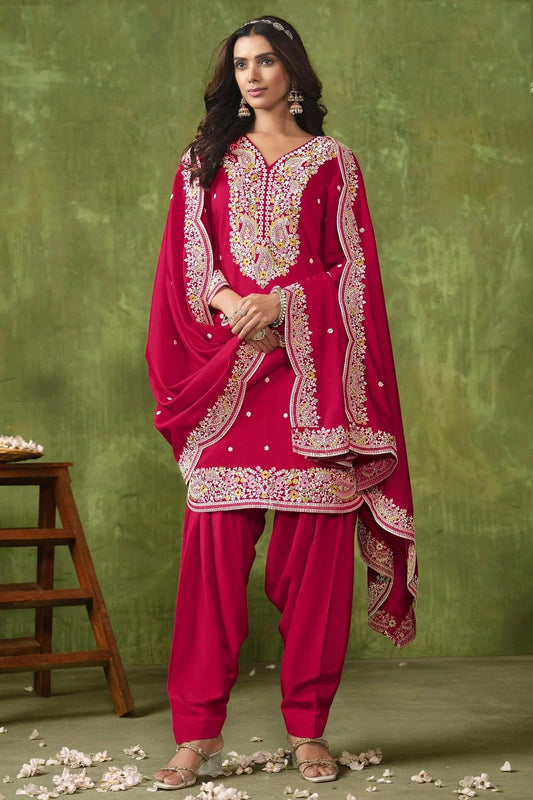 Pink Roman Silk Patiala Suit NCSM10510224