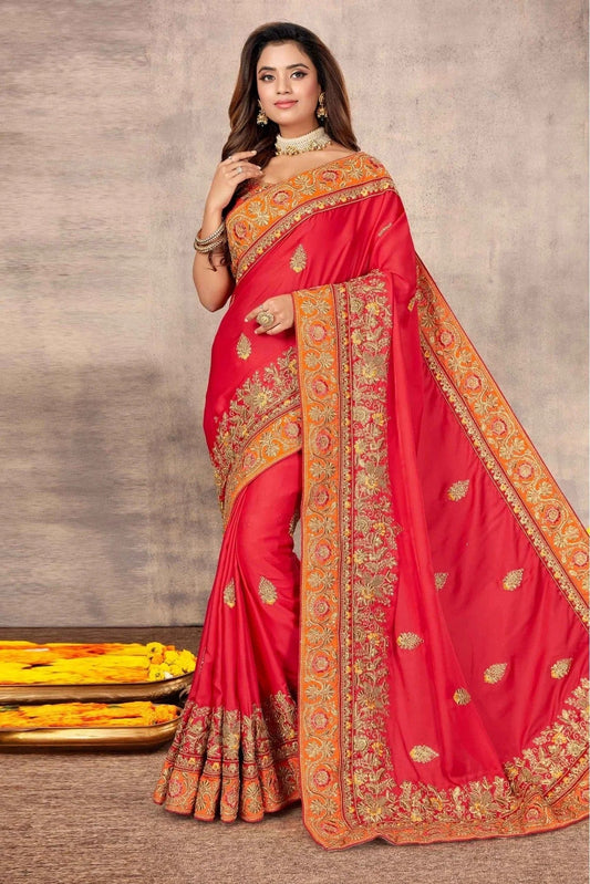 Pink Satin Designer Saree NCSD11210719