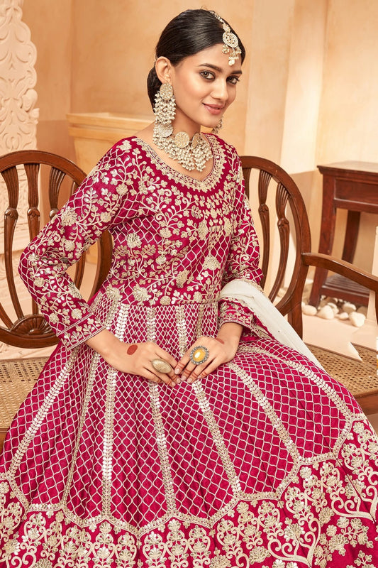 Pink Semi Stitched Art Silk Anarkali Suit NCSM10510303