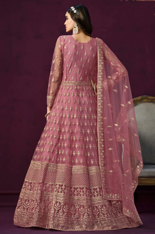 Pink Semi Stitched Net Anarkali Suit NCSM10510295