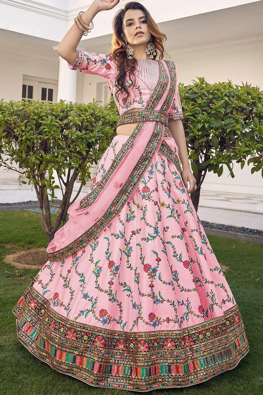 Pink Silk Embroidery Lehenga Choli NCLC11510154