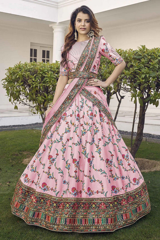 Pink Silk Embroidery Lehenga Choli NCLC11510154
