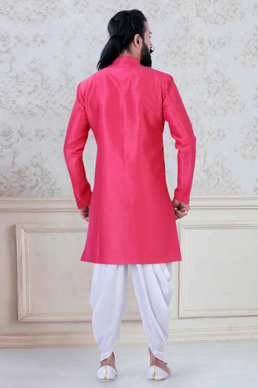 Pink Silk Festival Wear Dhoti Sherwani NCSH11310178