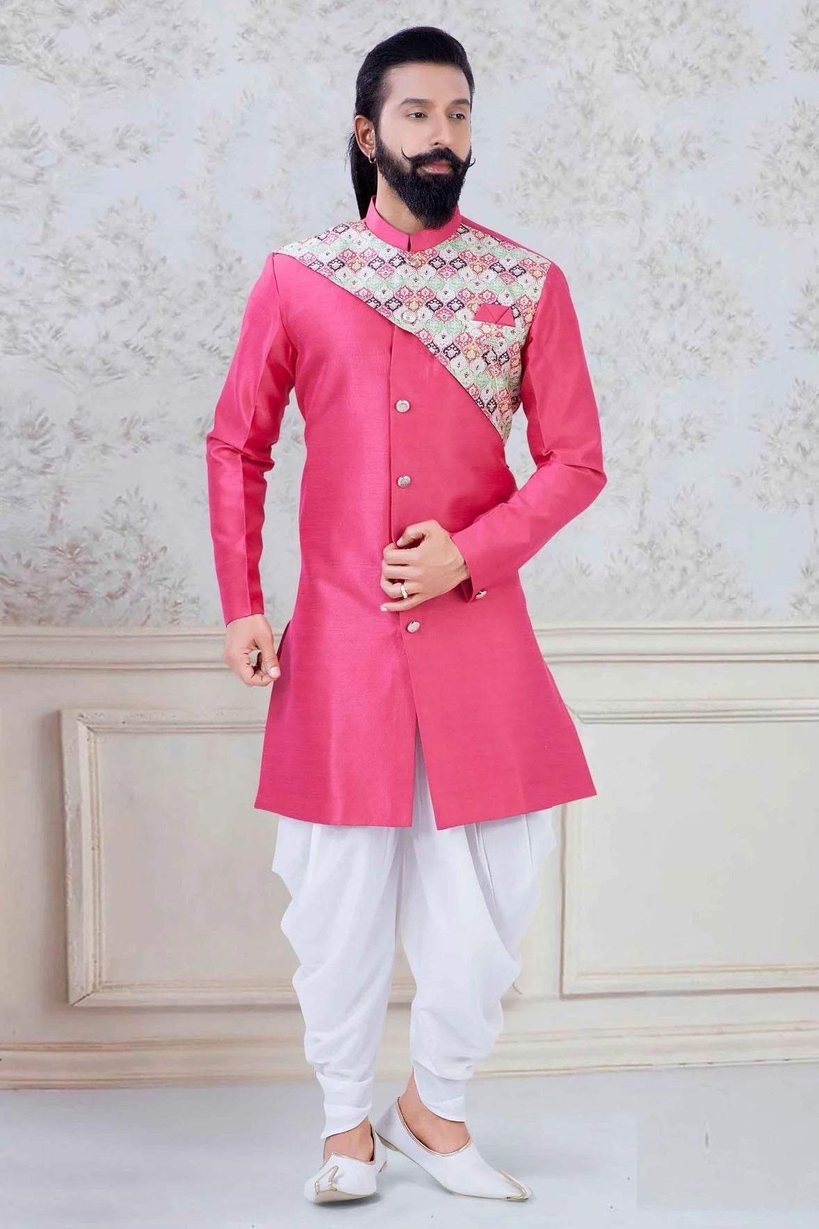 Pink Silk Festival Wear Dhoti Sherwani NCSH11310178