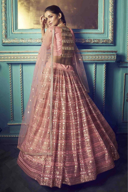 Pink Soft Net Embroidery Lehenga Choli NCLC10810500