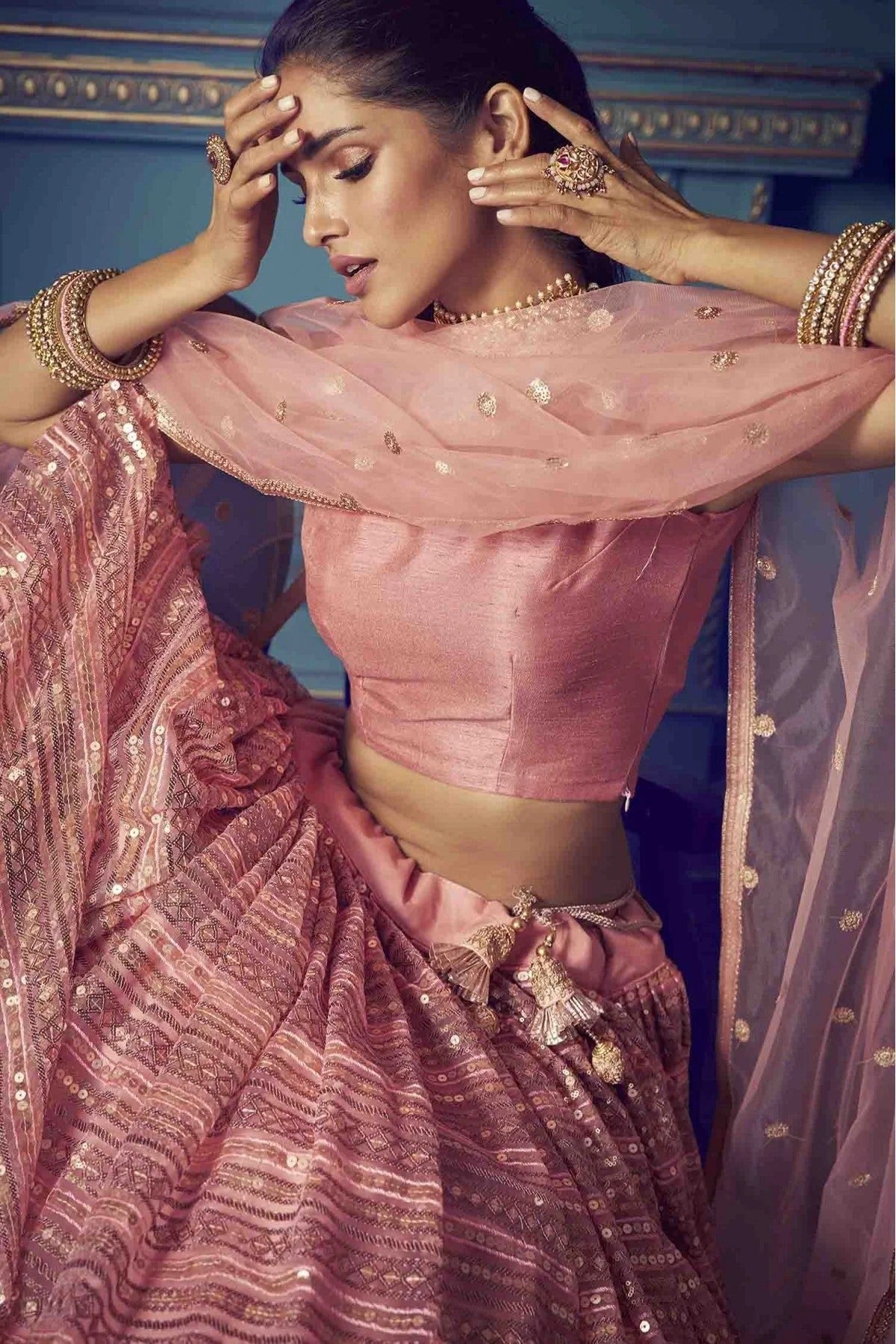 Pink Soft Net Embroidery Lehenga Choli NCLC10810500