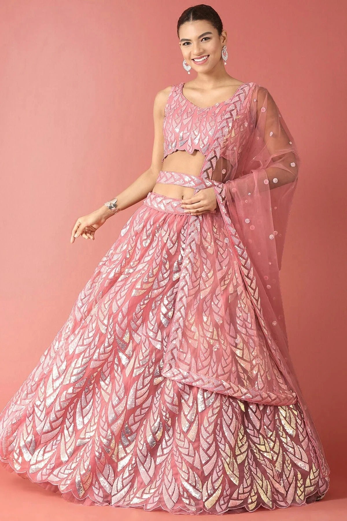 Pink Soft Net Lehenga Choli NCLC10110106