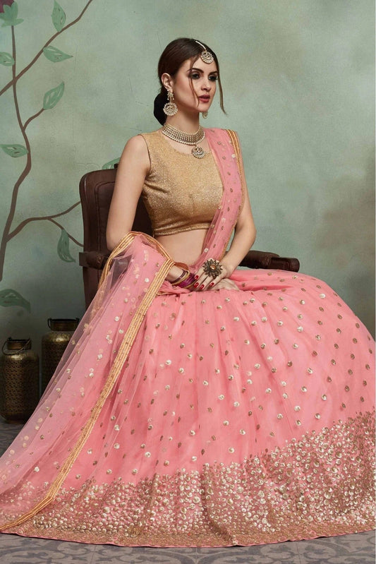 Pink Soft Net Sequins Lehenga Choli NCLC10810518