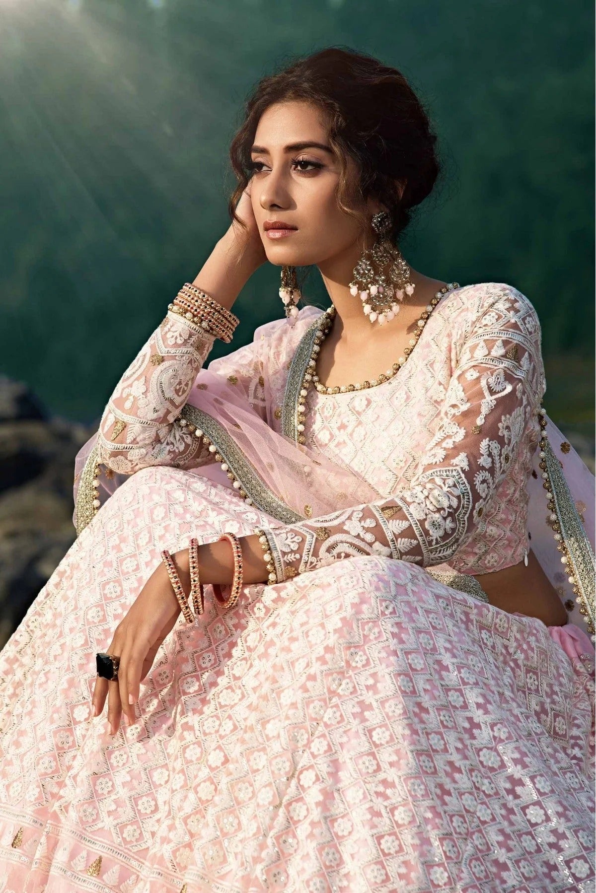 Pink Soft Net Sequins Lehenga Choli NCLC10810520