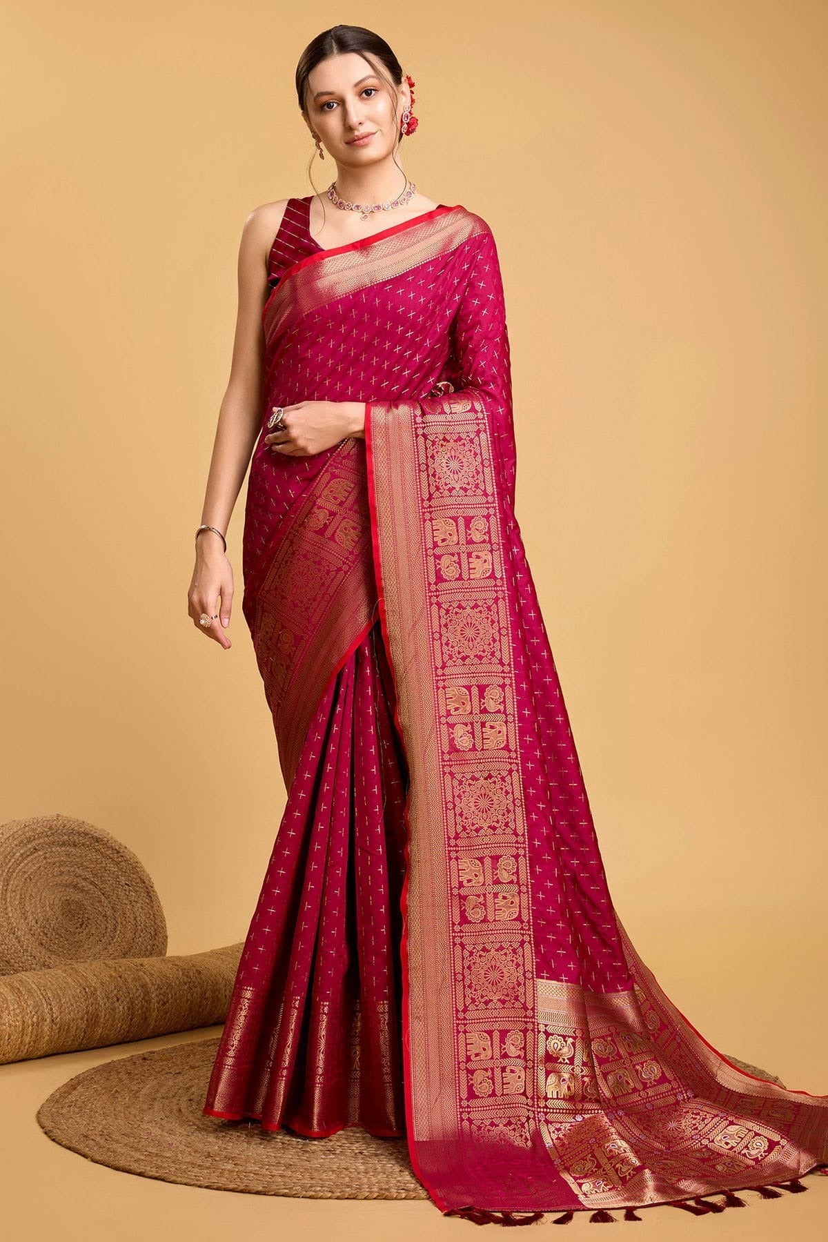 Pink Soft Silk Saree NCSD11112556