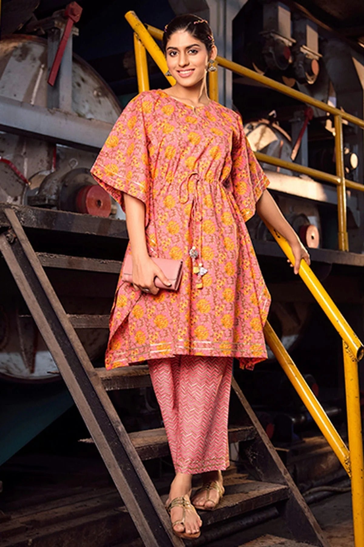 Pink Stitched Cotton Top and Bottom  NCTP11111339