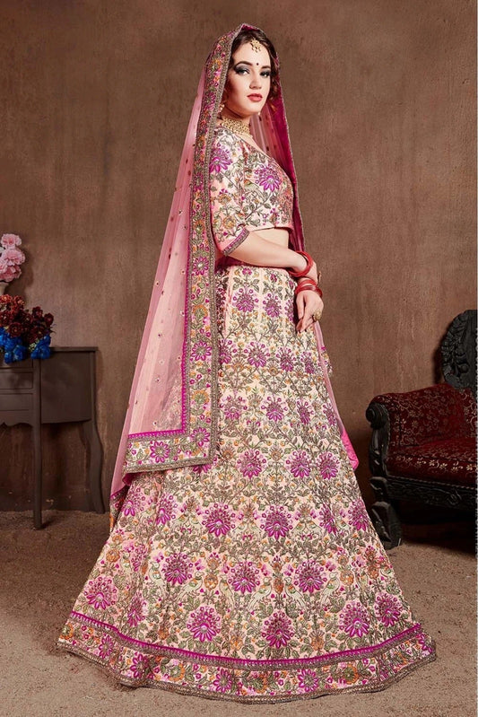 Pink Taffeta Silk Lehenga Choli NCLC10110329